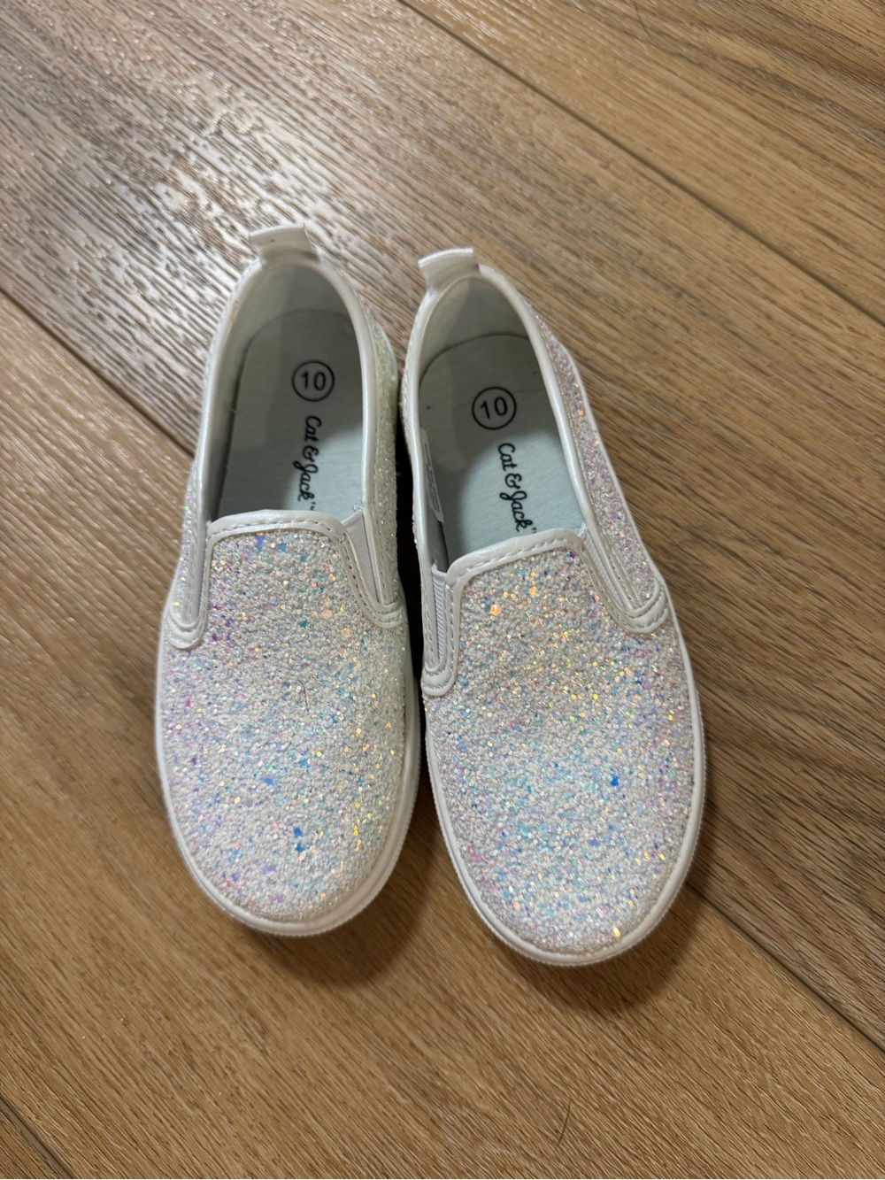 Cat & Jack White Iridescent Glitter Slip-On Sneakers